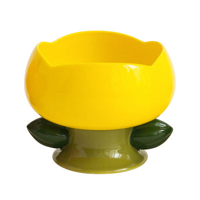 JMT-621706 Ceramic Cat Bowl with Flower Design and Silicone Pad - Multiple Colors Available