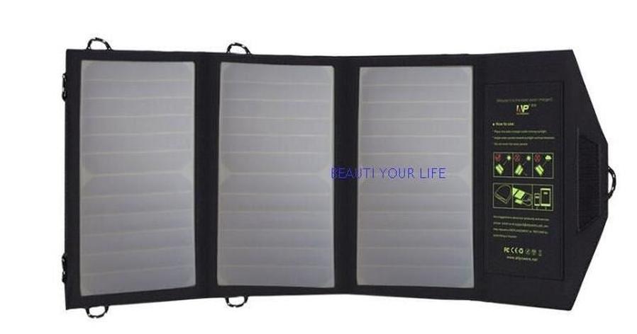JMT-622858 Portable Foldable Dual USB 5V/2.1A Waterproof Solar Panel Charger for Outdoor Use