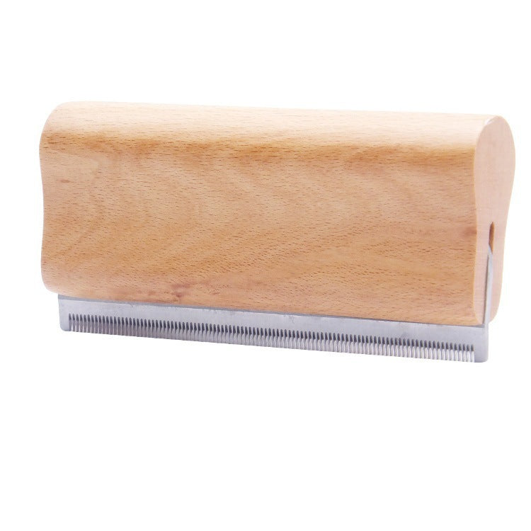 JMT-622922 Solid Wood Handle Stainless Steel Pet Hair Removal Comb for Dogs and Cats
