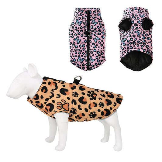 JMT-624458 Winter Cotton Dress for Pets in Purple Butterfly, Leopard Print, Christmas Green, and Christmas Red - Sizes S to 5XL