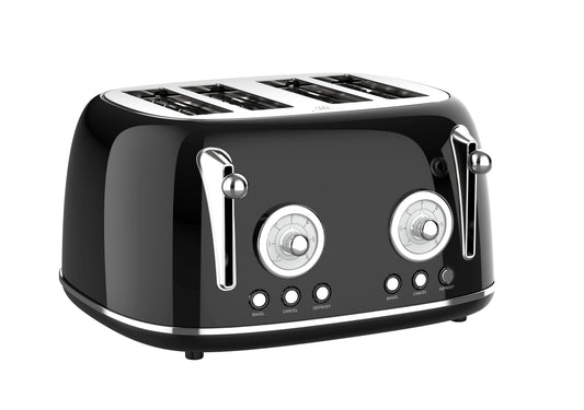 JMT-624650 Four Slice Retro Stainless Steel Pop-Up Toaster with Grill for Household Use
