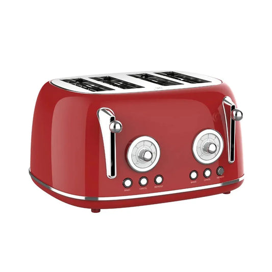 JMT-624650 Four Slice Retro Stainless Steel Pop-Up Toaster with Grill for Household Use