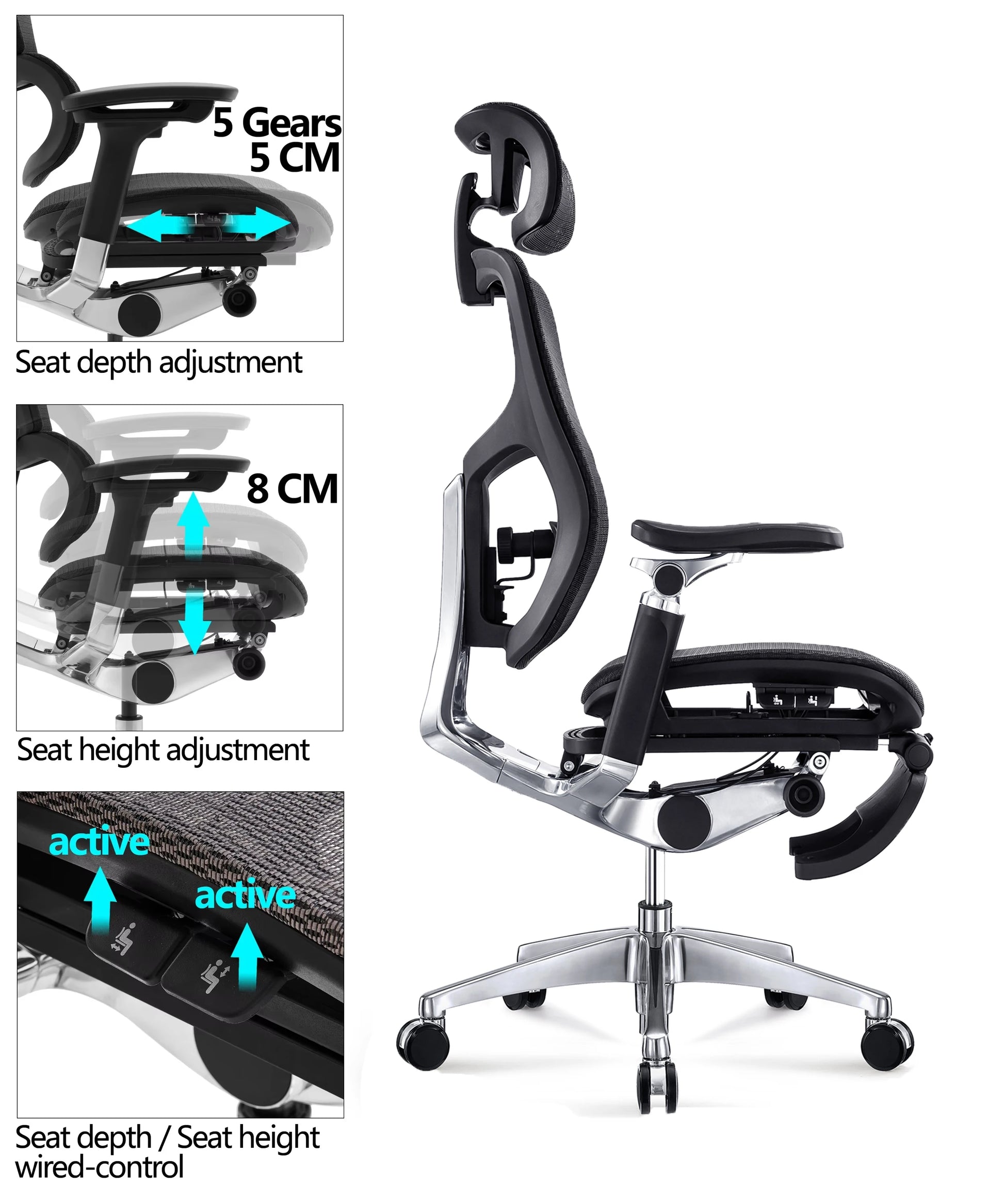 JMT-625738 Luxury Executive Office Chair with Footrest, Ergonomic Swivel Design and 7D Adjustable Armrest