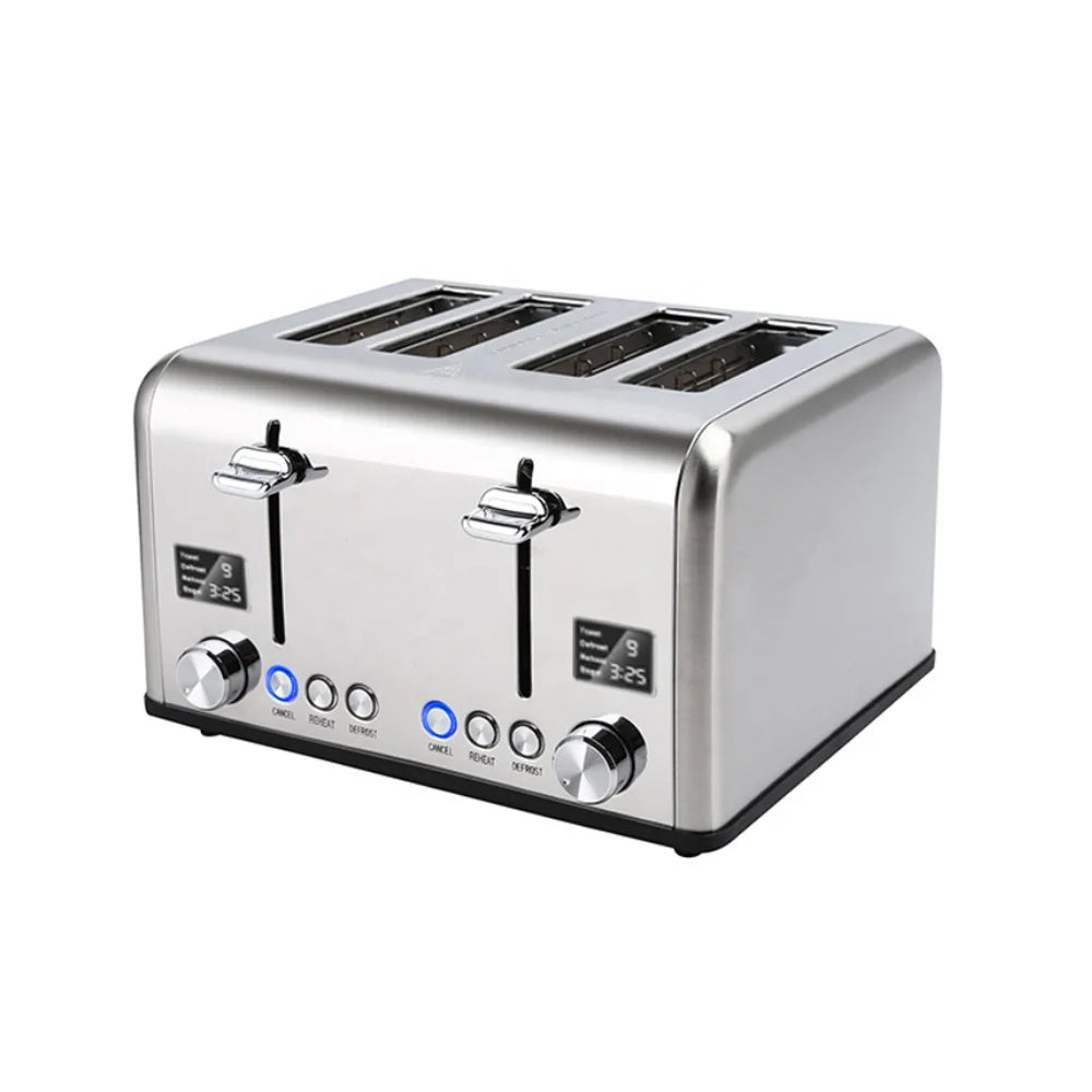 JMT-625802 Digital 4-Slice Electric Toaster with LED Display for Even Toasting and Smart Settings