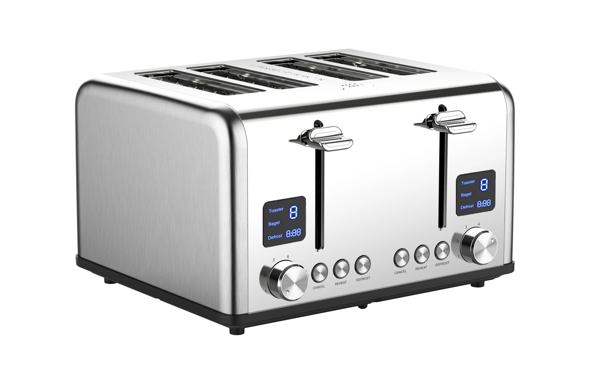 JMT-625802 Digital 4-Slice Electric Toaster with LED Display for Even Toasting and Smart Settings
