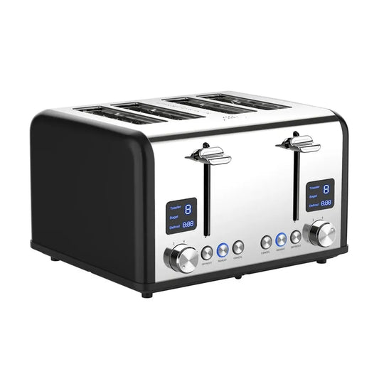 JMT-625802 Digital 4-Slice Electric Toaster with LED Display for Even Toasting and Smart Settings