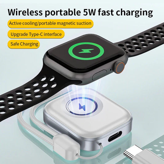 JMT-625802 Portable Magnetic Charger for iWatch Series 7, 6, 5, 4, 3 - Type C USB Mini Charging Cable