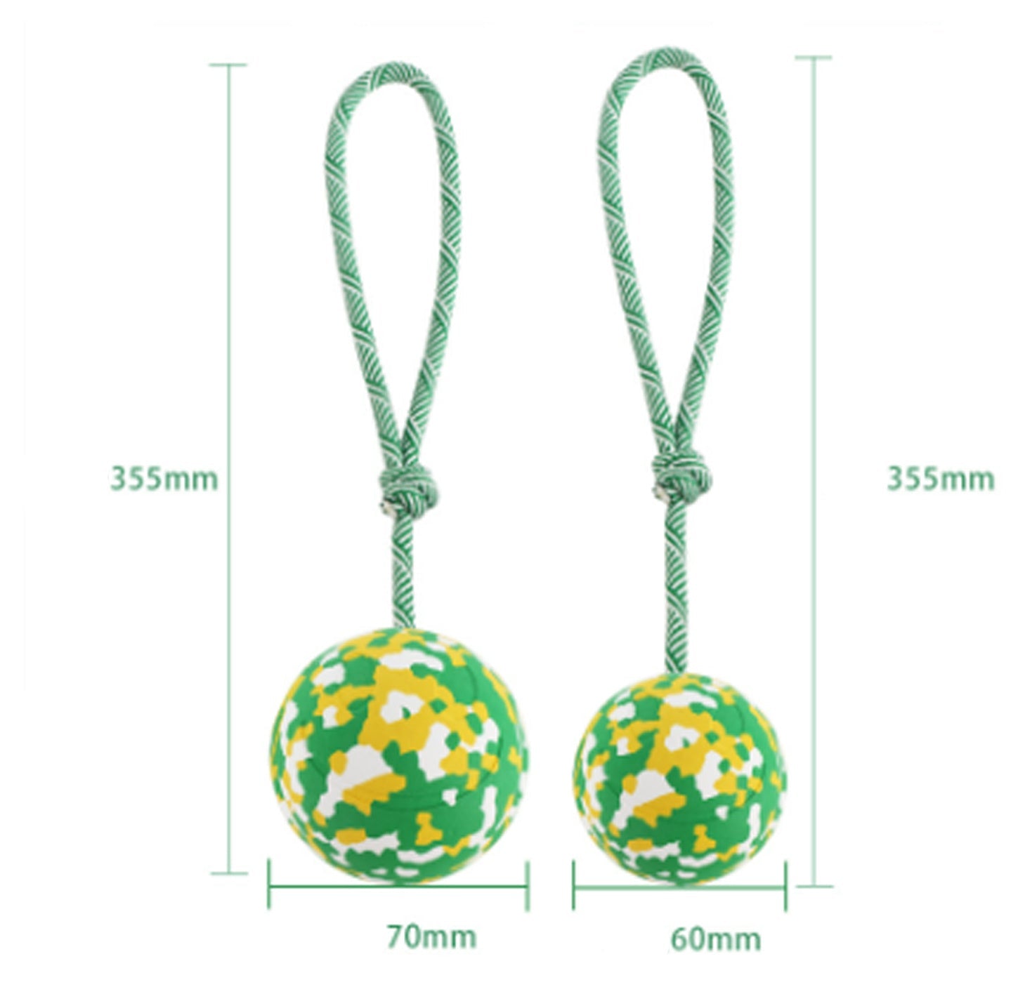JMT-626122 Interactive Dog Ball with Rope - Natural Rubber Fetch and Tug Toy for Small and Medium Dogs