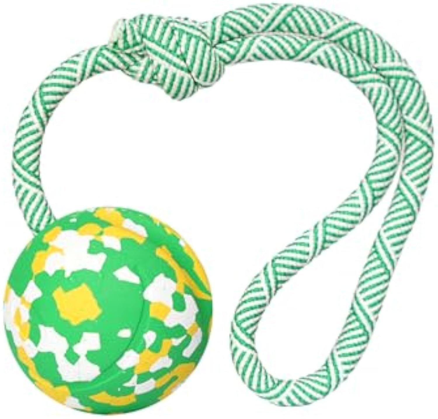 JMT-626122 Interactive Dog Ball with Rope - Natural Rubber Fetch and Tug Toy for Small and Medium Dogs