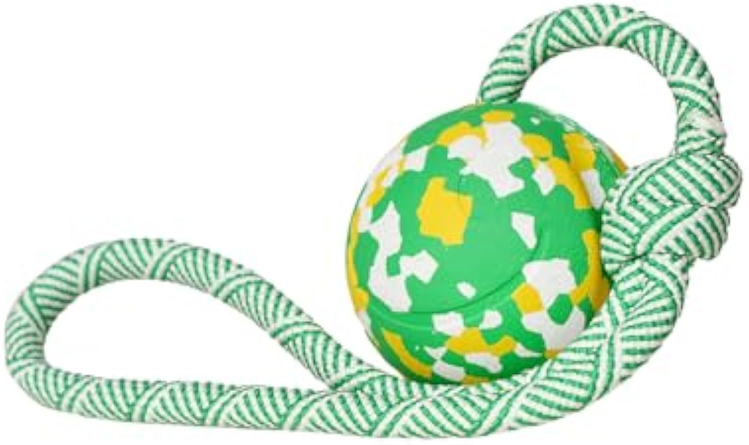 JMT-626122 Interactive Dog Ball with Rope - Natural Rubber Fetch and Tug Toy for Small and Medium Dogs