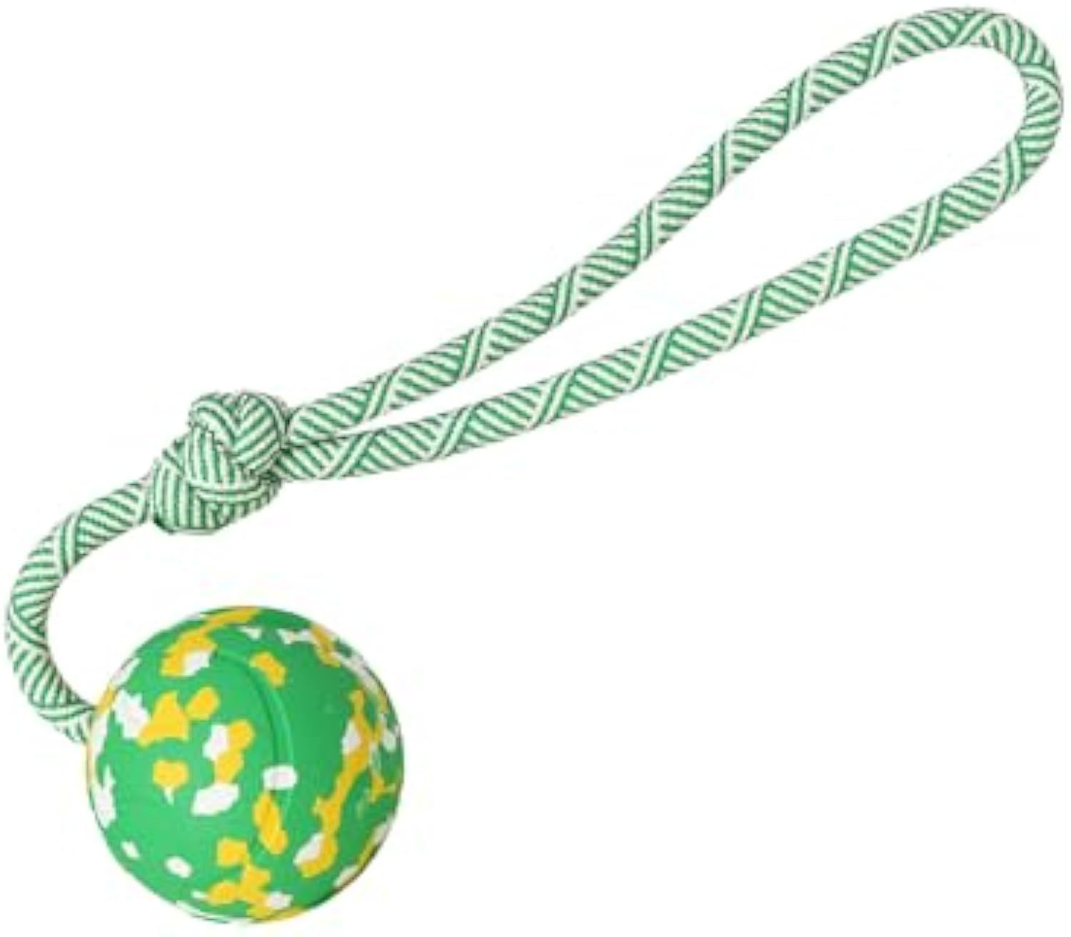JMT-626122 Interactive Dog Ball with Rope - Natural Rubber Fetch and Tug Toy for Small and Medium Dogs