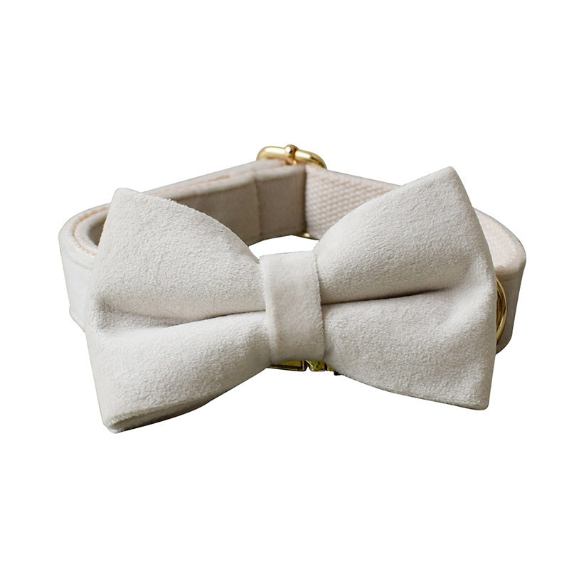 JMT-626314 Milky White Velvet Dog Collar with Alloy Buckle - Adjustable Sizes S, M, L, XL, Comfortable for All Seasons