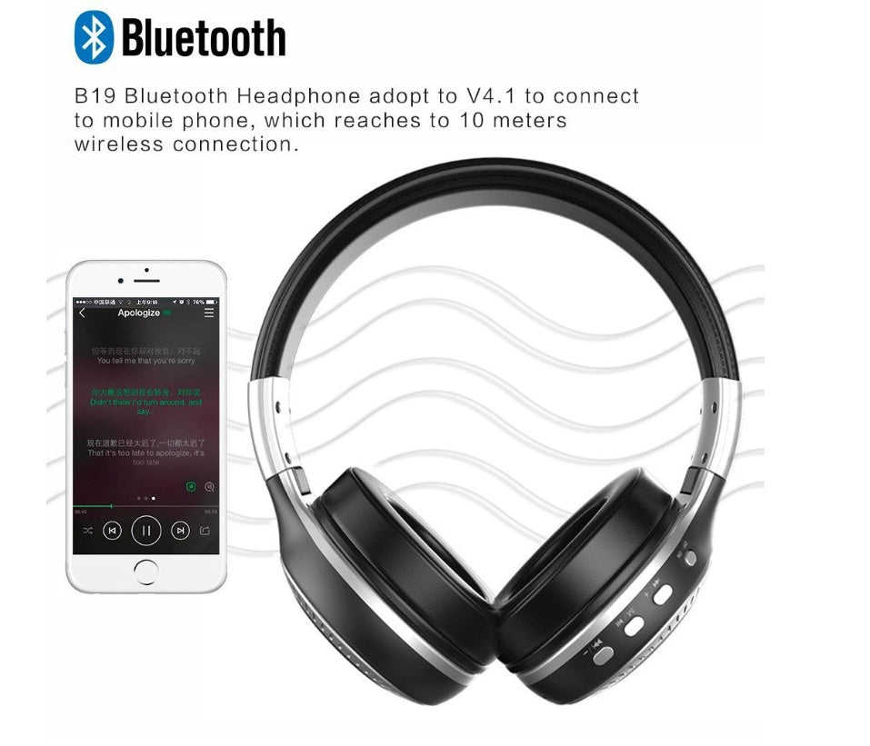 JMT-626634 High-Fidelity Wireless Bluetooth Headset with FM, Microphone, and TF Card Support