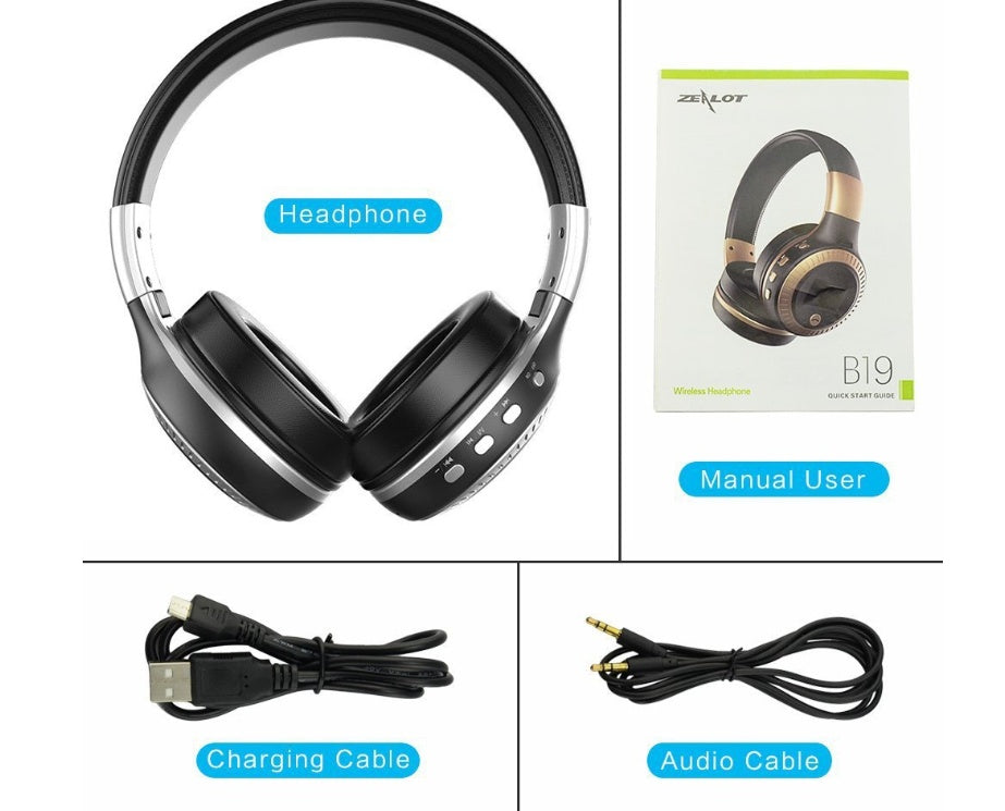 JMT-626634 High-Fidelity Wireless Bluetooth Headset with FM, Microphone, and TF Card Support