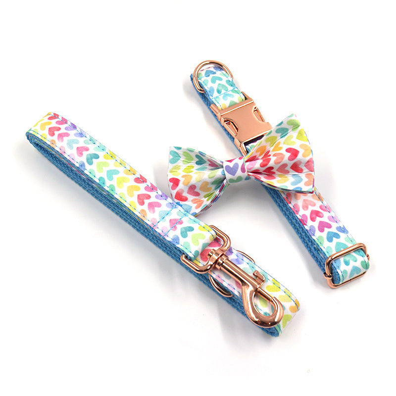 JMT-626634 Stylish Dog Collar and Leash Set with Bow - Adjustable Size Options Available