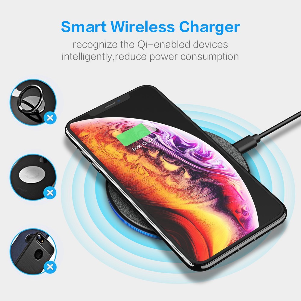 JMT-626826 Ultra-Light Portable Wireless Charger for Mobile Phones - Metal Design in Black