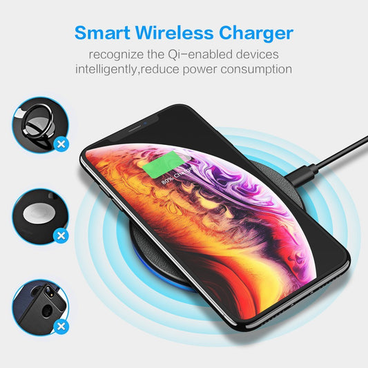 JMT-626826 Ultra-Light Portable Wireless Charger for Mobile Phones - Metal Design in Black