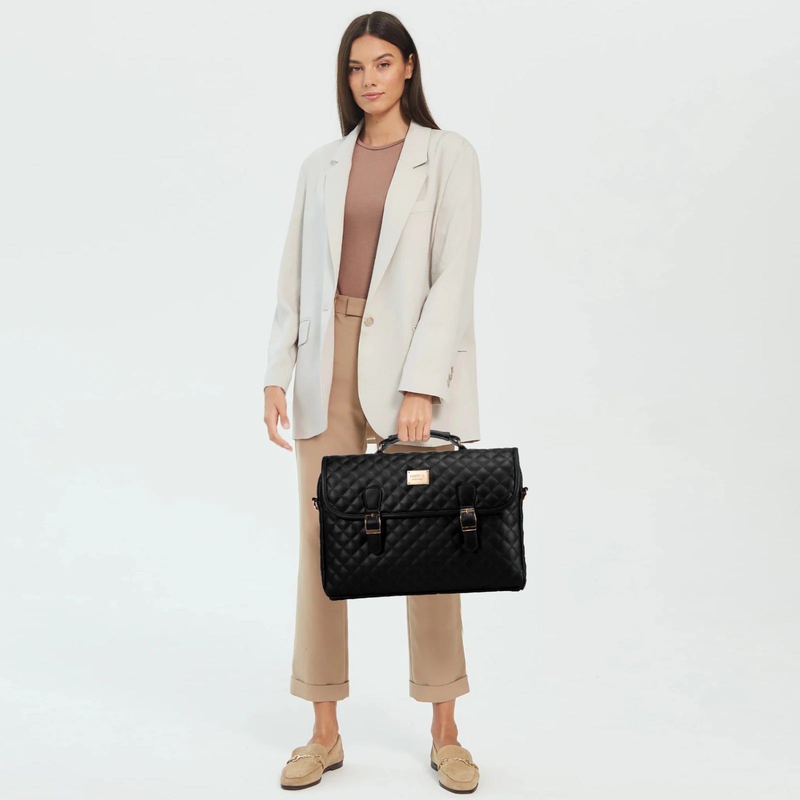 JMT-626954 Stylish PU Leather Waterproof Laptop Bag for Office Use - Tote Messenger Briefcase