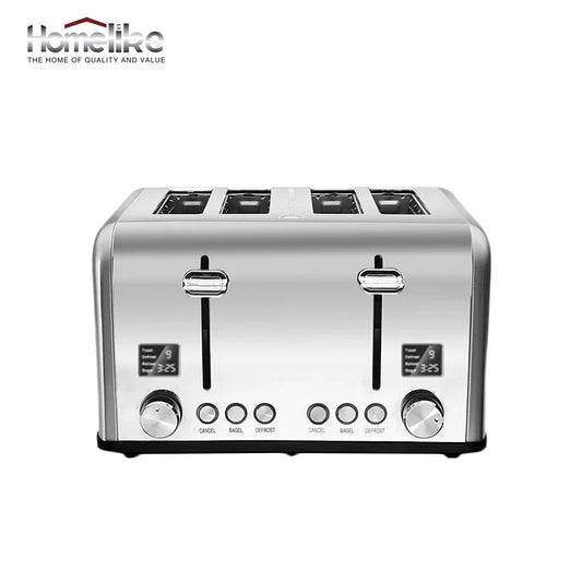JMT-627082 Stainless Steel 4-Slice Toaster with LED Display for Efficient Breakfast Preparation