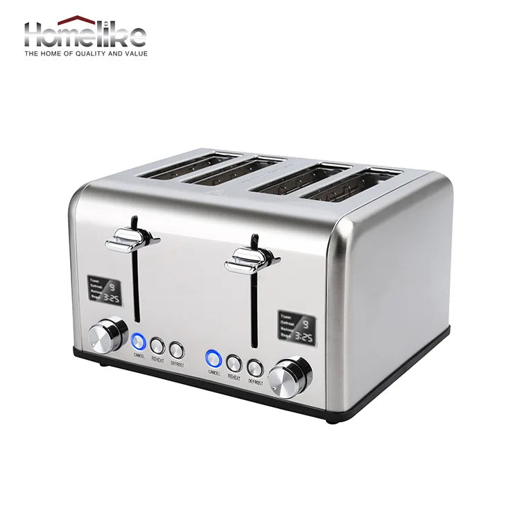 JMT-627082 Stainless Steel 4-Slice Toaster with LED Display for Efficient Breakfast Preparation