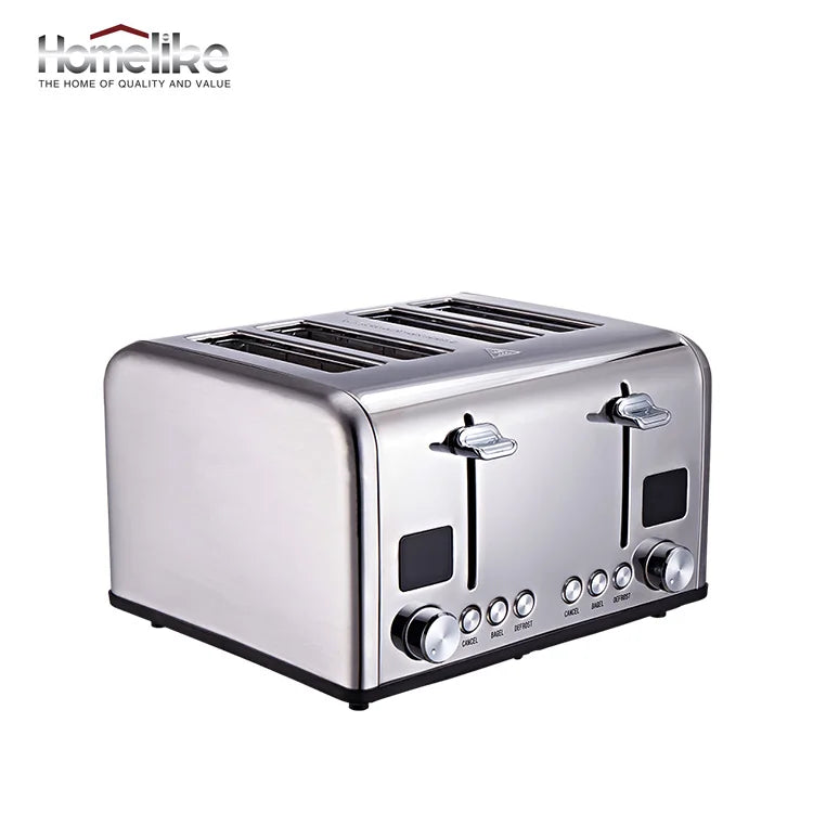 JMT-627082 Stainless Steel 4-Slice Toaster with LED Display for Efficient Breakfast Preparation