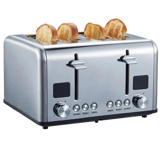 JMT-627082 Stainless Steel 4-Slice Toaster with LED Display for Efficient Breakfast Preparation