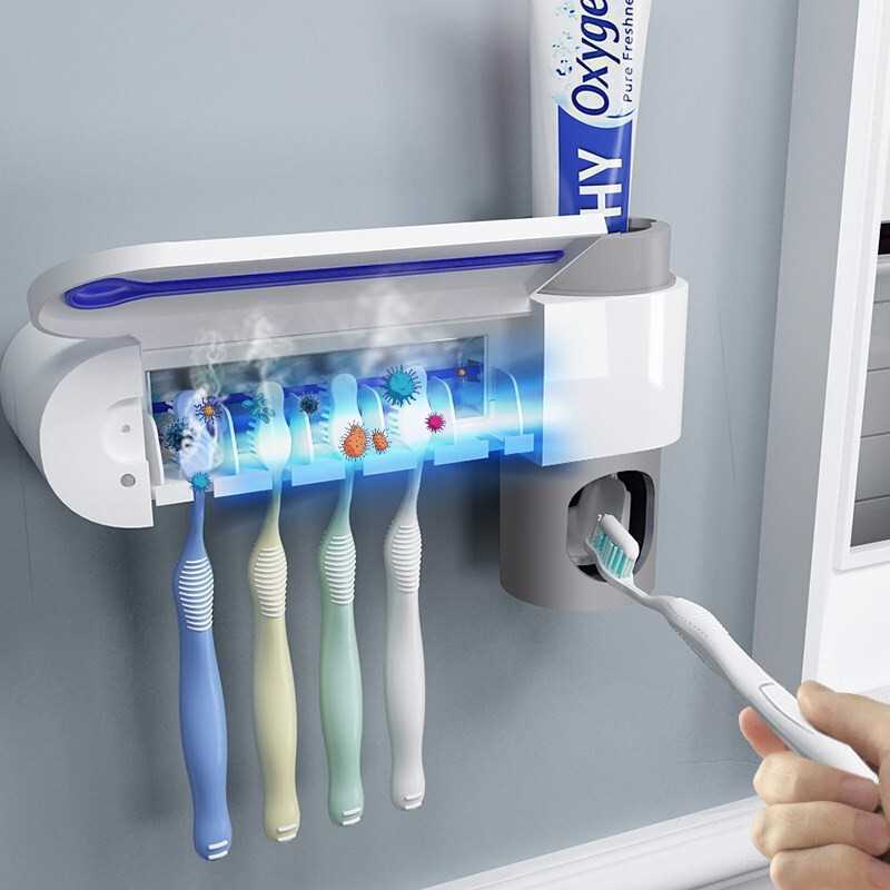 JMT-627274 Ultraviolet Toothbrush Sterilizer and Automatic Toothpaste Squeezer in White
