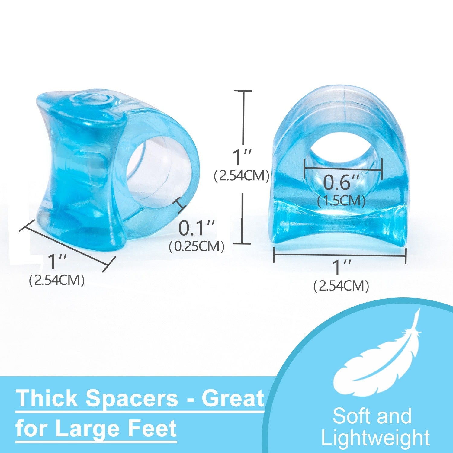 JMT-627594 Transparent Blue Hallux Valgus Separator Pad – Soft SEBS Toe Separator for Foot Comfort
