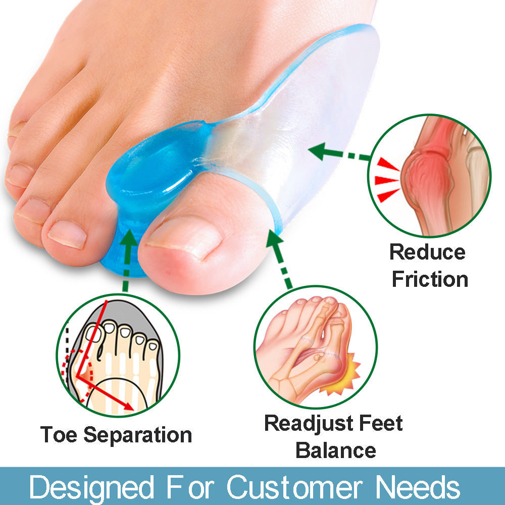 JMT-627594 Transparent Blue Hallux Valgus Separator Pad – Soft SEBS Toe Separator for Foot Comfort