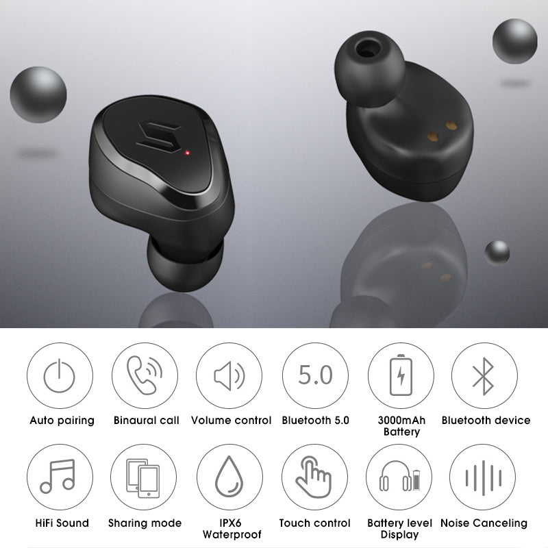 JMT-627786 Otis TWS-s8plus In-Ear True Wireless Bluetooth Headset with IPX7 Waterproof Rating
