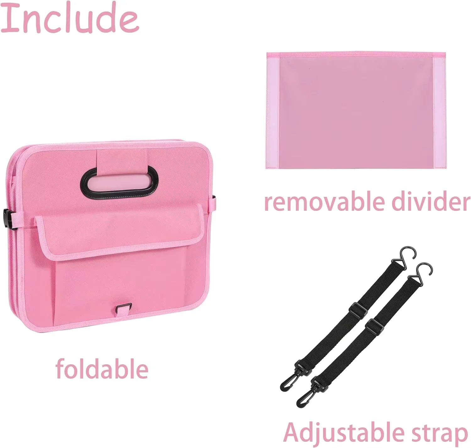 JMT-627914 Multi-Compartment Car Trunk Organizer - Waterproof 600D Oxford Polyester Storage Box with Anti-Slip Design