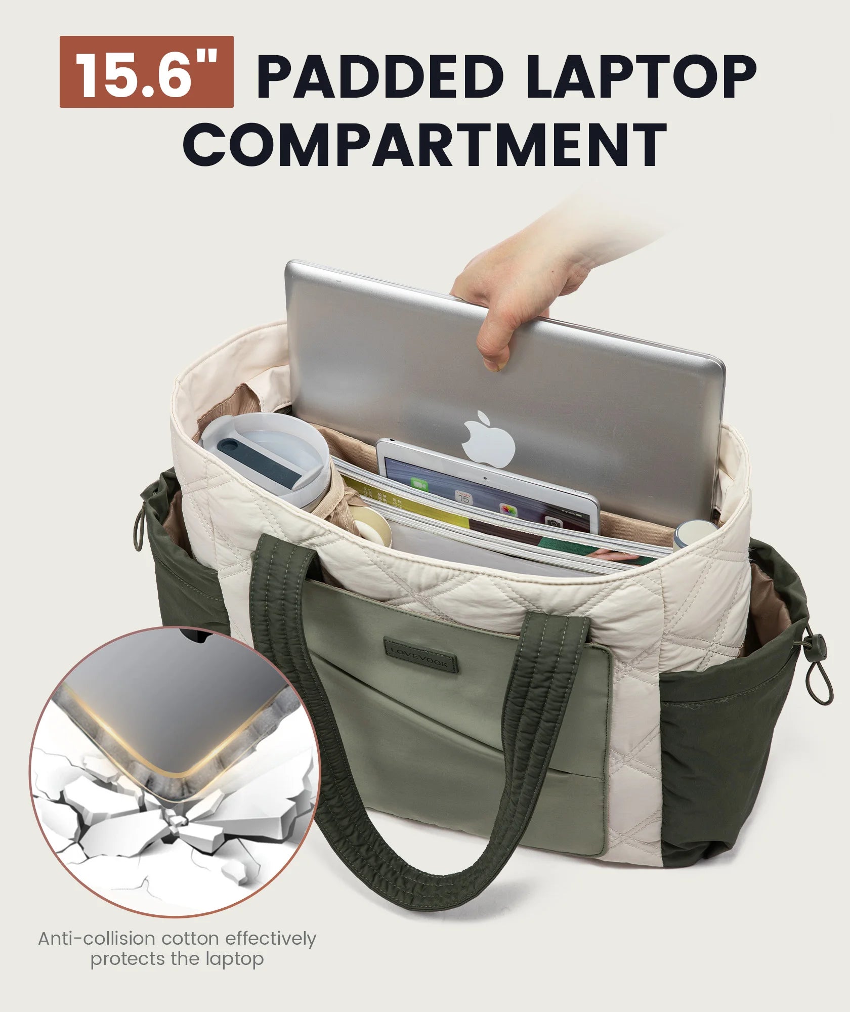 JMT-628106 Stylish 15.6 in Laptop Tote Bag for Work and Travel - Organized Folding Design