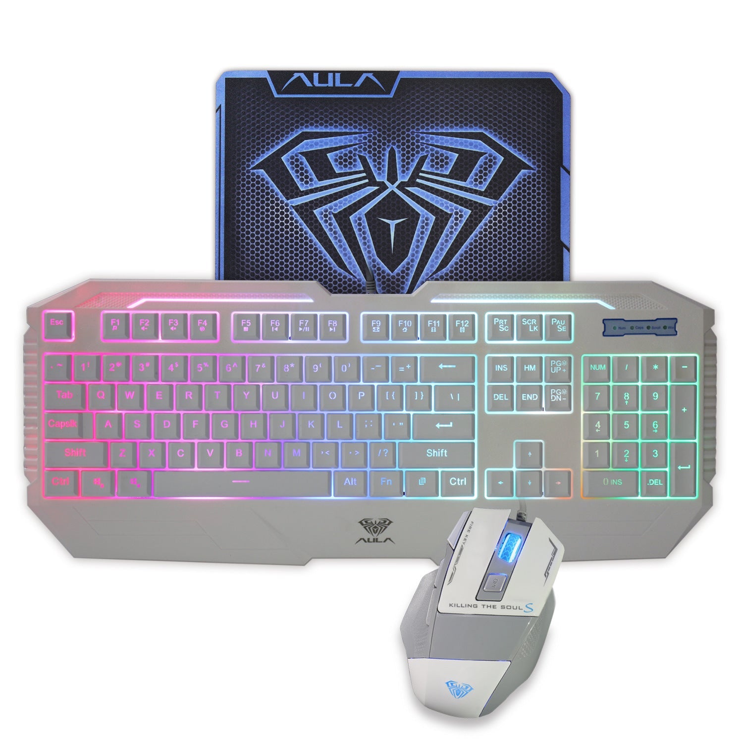 JMT-628746 Backlit Keyboard and Mouse Set with Multimedia Shortcuts and Adjustable DPI Modes