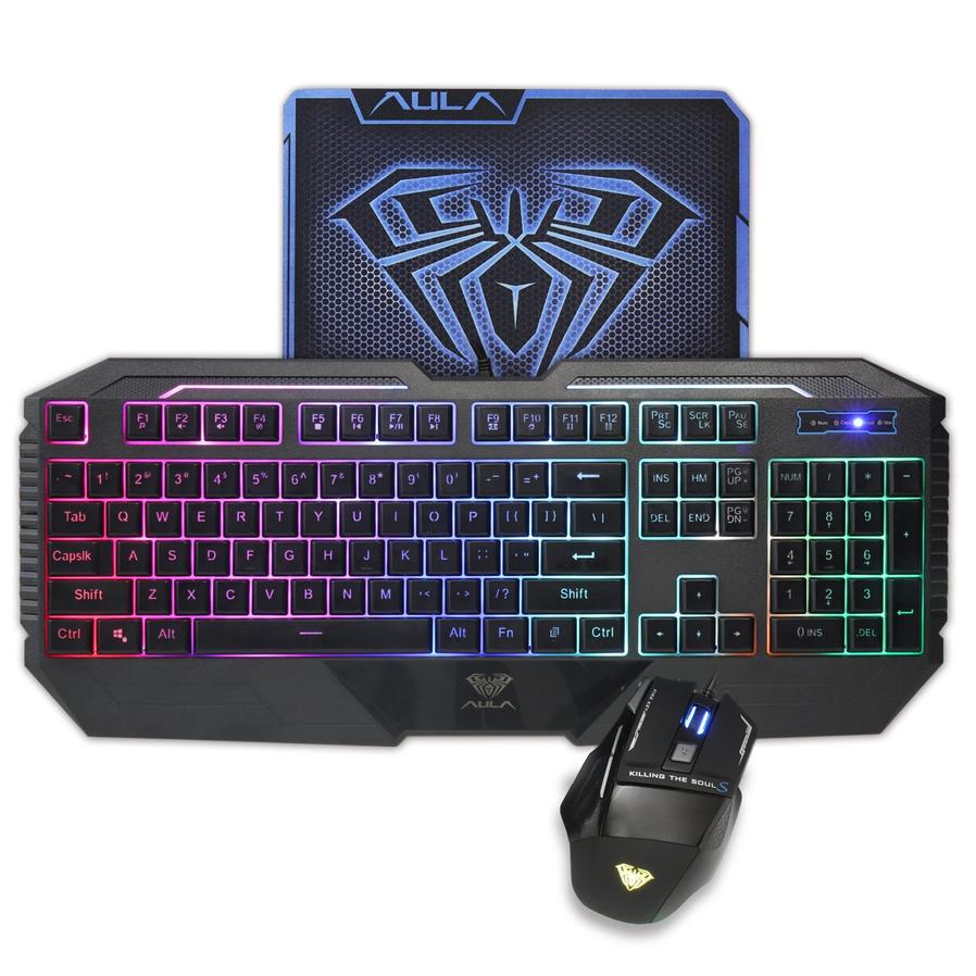 JMT-628746 Backlit Keyboard and Mouse Set with Multimedia Shortcuts and Adjustable DPI Modes