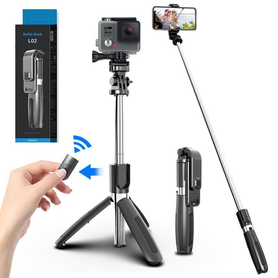 JMT-629450 Wireless Bluetooth Selfie Stick with Remote Control and Tripod, Compatible with Smartphones and Action Cameras