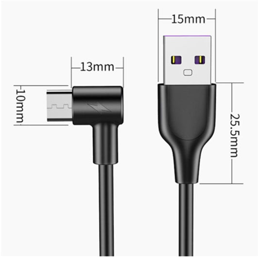 JMT-629770 5A Fast Charging Elbow Data Cable with Type-C Interface for Android Phones - Available in 1m, 1.5m, 2m, 3m Lengths