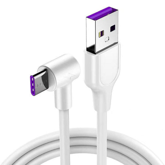 JMT-629770 5A Fast Charging Elbow Data Cable with Type-C Interface for Android Phones - Available in 1m, 1.5m, 2m, 3m Lengths
