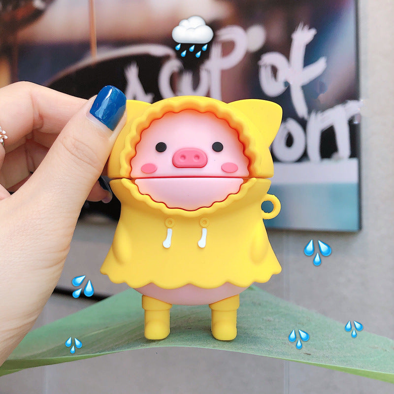 JMT-630410 Cute Pig Earphone Case for AirPods (1st, 2nd, and 3rd Generation) – Silicone Clamshell Design