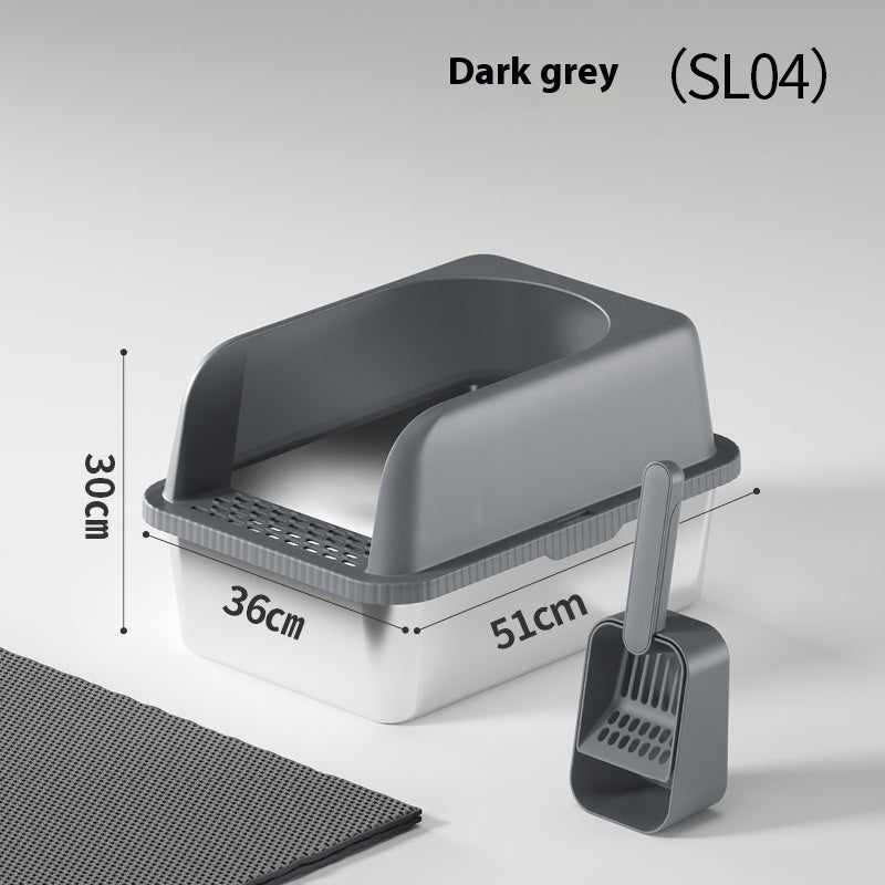 JMT-630602 Stainless Steel Cat Litter Box with Double Layer Insulation Pad and Multifunctional Scoop - Various Colors Available
