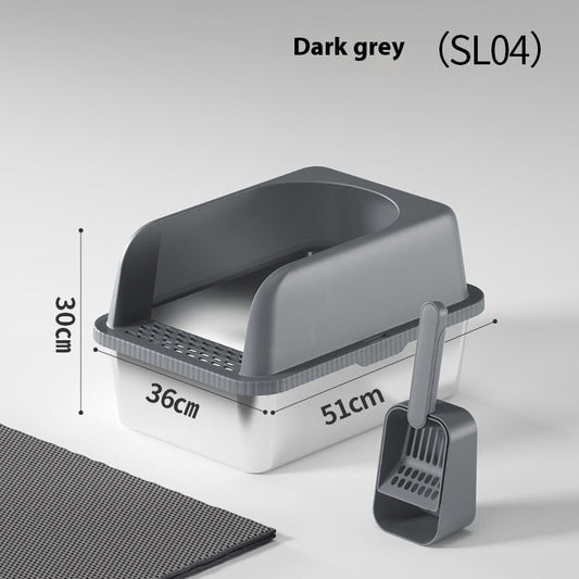 JMT-630602 Stainless Steel Cat Litter Box with Double Layer Insulation Pad and Multifunctional Scoop - Various Colors Available