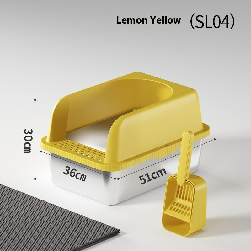 JMT-630602 Stainless Steel Cat Litter Box with Double Layer Insulation Pad and Multifunctional Scoop - Various Colors Available