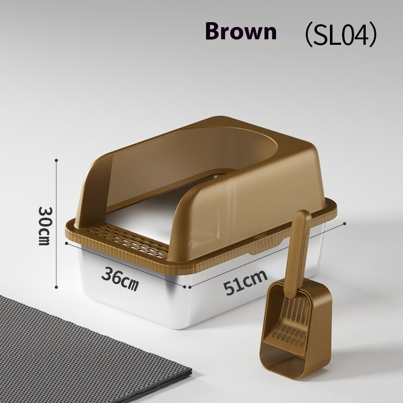 JMT-630602 Stainless Steel Cat Litter Box with Double Layer Insulation Pad and Multifunctional Scoop - Various Colors Available