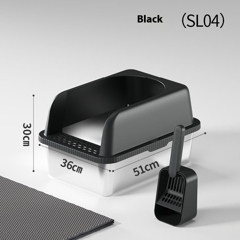 JMT-630602 Stainless Steel Cat Litter Box with Double Layer Insulation Pad and Multifunctional Scoop - Various Colors Available