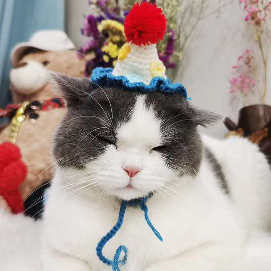 JMT-630666 Cute Ice Cream Knitted Wool Hat for Pets - Available in Green, Blue, and Pink