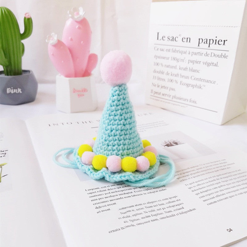 JMT-630666 Cute Ice Cream Knitted Wool Hat for Pets - Available in Green, Blue, and Pink