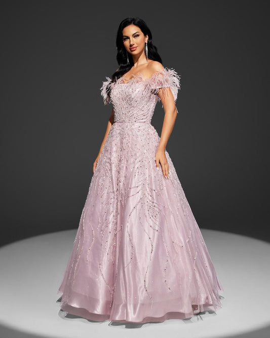 JMT-630986 Elegant Pink Evening Gown for Women - Style SH0023