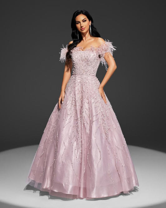 JMT-630986 Elegant Pink Evening Gown for Women - Style SH0023