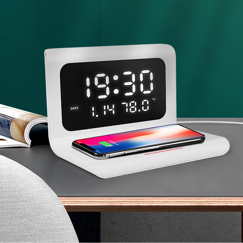 JMT-631434 Wireless Charging Alarm Clock with Perpetual Calendar and Temperature Display