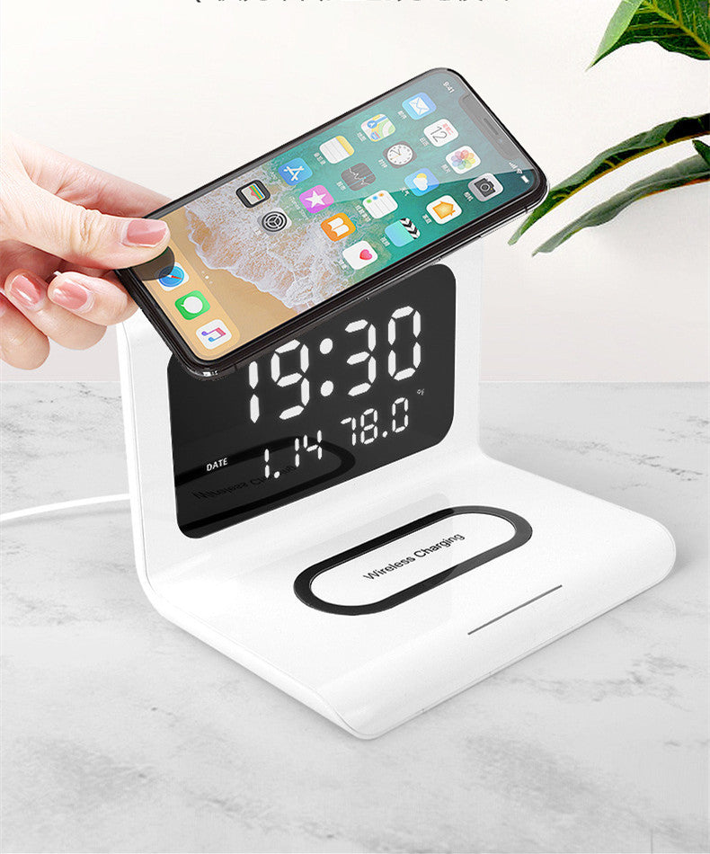 JMT-631434 Wireless Charging Alarm Clock with Perpetual Calendar and Temperature Display