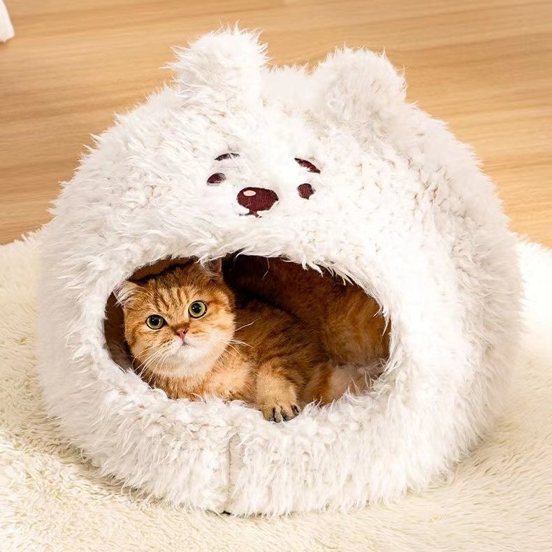 JMT-631562 Warm Plush Pet Nest for Cats and Dogs - Cozy Semi Closed Yurt Design, Available in Multiple Sizes